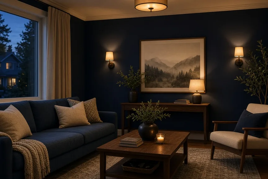 Warm lighting in a living room