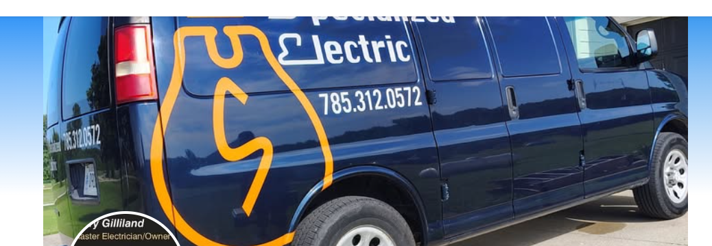 Specialized Electric navy van with orange S-in-lightbulb mark and 785.312.0572